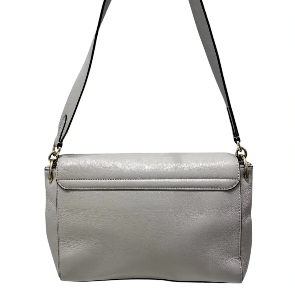 Kate Spade Adair Atwood Place Stone ice Grey Shoulder Bag Leather Gold Hardware‎
